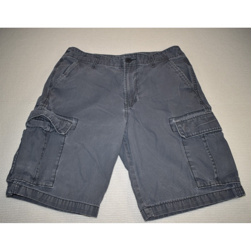 Arizona Jean Co. Men's Gray Cotton Canvas Cargo Shorts Flat Front Zip Pockets